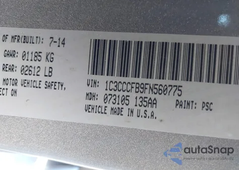 2015 Chrysler 200 Lx from USA, damaged, VIN 1C3CCCFB9FN560775